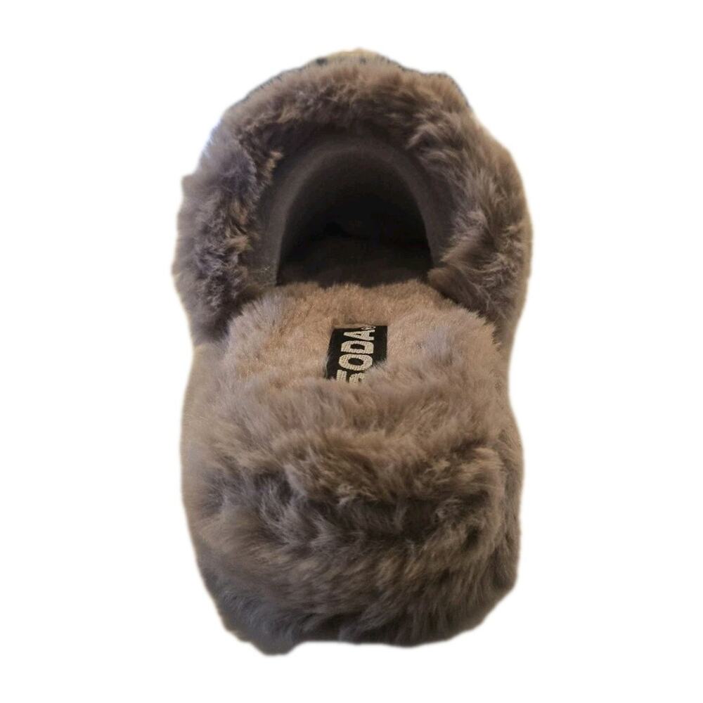 Women’s Faux Fur Slide Slippers Taupe Open Toe Two Strap Soda Corset-S Size 8 - Picture 5 of 5